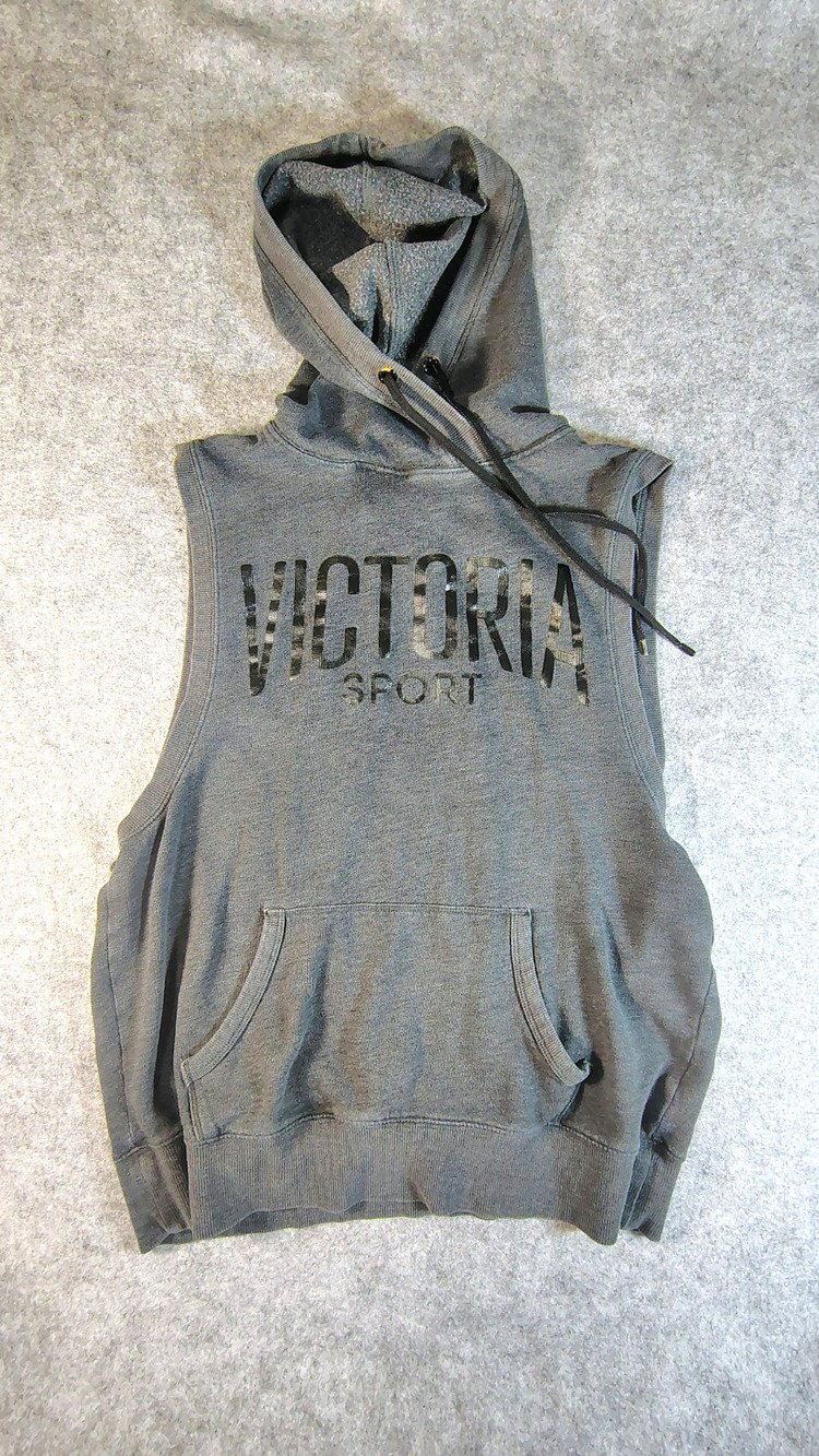 Victoria's Secret Sport Sleeveless Racerback Hoodie Size M Dark Gray
